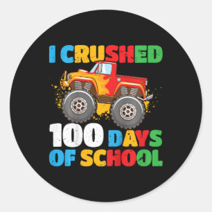 Sticker Rond Enfants 100ème Jour De Garçons D'École J'Ai Écrasé