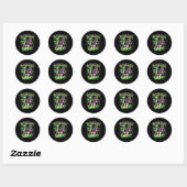 Sticker Rond Enfants 11e Anniversaire Sorcière rose et vert 11  (Feuille)