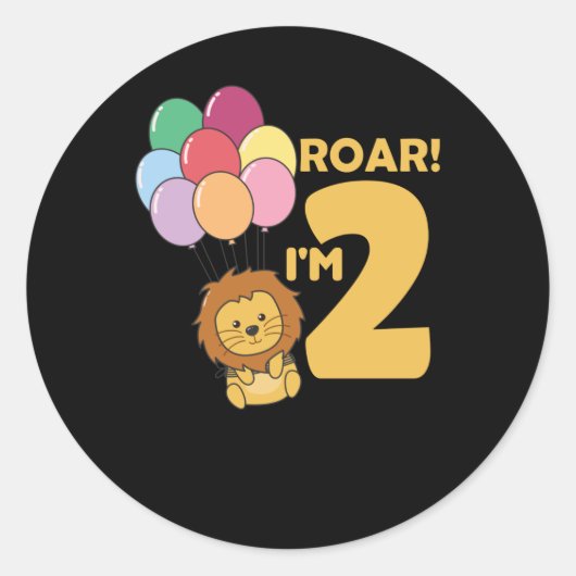 Sticker Rond Enfants 2. Lion d'anniversaire 2 ans Garçon (Devant)