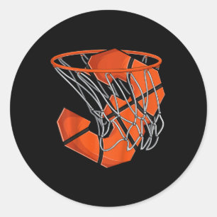 Sticker Rond Enfants 3e anniversaire Basketball Enfants