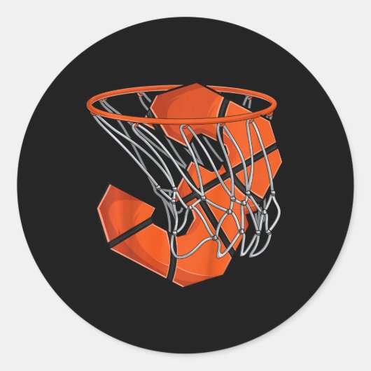 Sticker Rond Enfants 3e anniversaire Basketball Enfants (Devant)