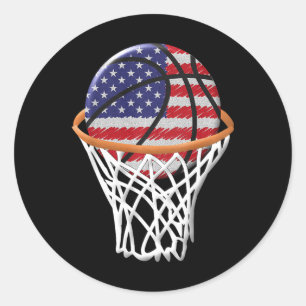 Sticker Rond Enfants 4 juillet Bysketbyll États-Unis Drapeau En