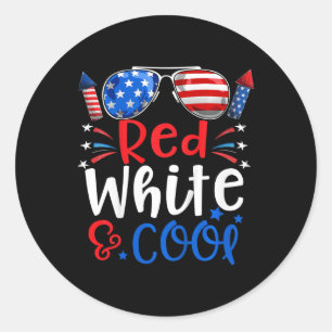 Sticker Rond Enfants 4 juillet Rouge Blanc Et Cool Patriotique