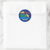 Sticker Rond Enfants 4e anniversaire Boy Construction Véhicule  (Sac)