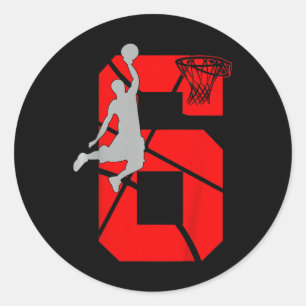 Sticker Rond Enfants 6 ans 6ème Basketball Anniversaire FêteThè