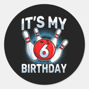 Sticker Rond Enfants 6 ans Bowling 6e anniversaire Boys de fête