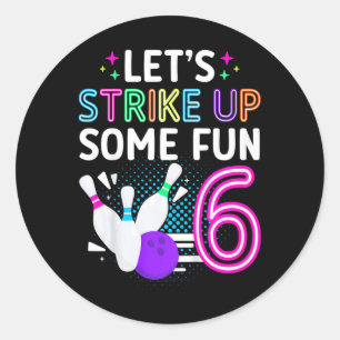 Sticker Rond Enfants 6e anniversaire de la fête Bowling fille 6