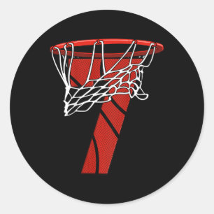 Sticker Rond Enfants 7e anniversaire de basket-ball - Sept ans