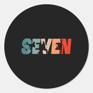 Sticker Rond Enfants 7ème Anniversaire Karaté Fighter 7 Ans Fil