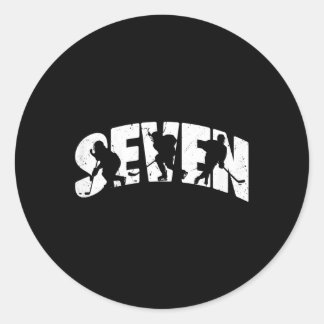 Sticker Rond Enfants 7ème anniversaire Rétro Hockey sur glace G