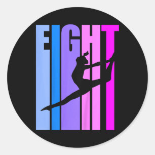 Sticker Rond Enfants 8e anniversaire Gymnastique Filles Gymnast