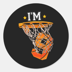 Sticker Rond Enfants 9e anniversaire basketball 9 garçon fille