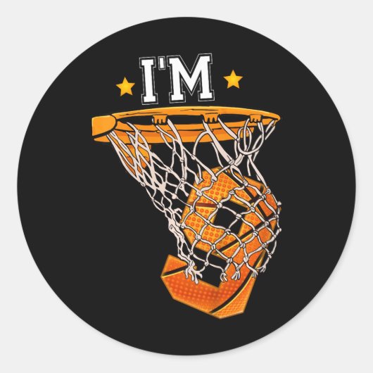 Sticker Rond Enfants 9e Anniversaire Basketball I'm 9 Garçon Fi (Devant)
