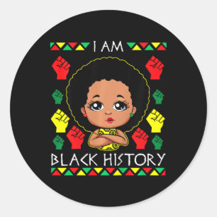 Sticker Rond Enfants Afro Girl JunetDix Black History Melanin A
