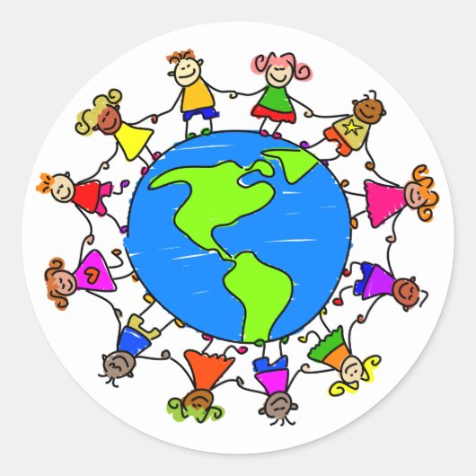 Sticker Rond Enfants américains (Devant)