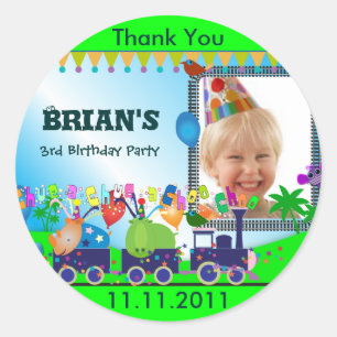 Sticker Rond Enfants Anniversaire Merci S : Train