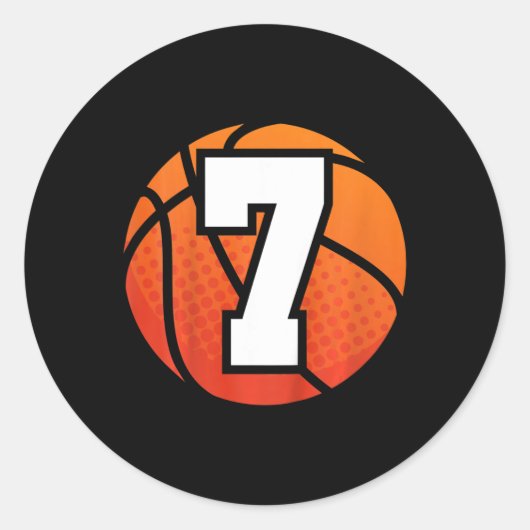 Sticker Rond Enfants Basketball Anniversaire 7 Nombre Sept Anni (Devant)
