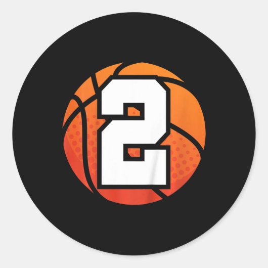 Sticker Rond Enfants Basketball Anniversaire Numéro 2 pour Ol d (Devant)