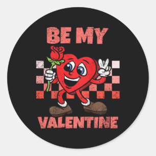 Sticker Rond Enfants Be My Valentine Valentines Day Heart Toddl