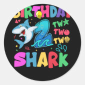 Sticker Rond Enfants Bébé Cute Shark Anniversaire Garçon 2 ans  (Devant)