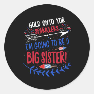 Sticker Rond Enfants Big Soeur Sparkler 4 juillet Grossesse Ann