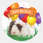 Sticker Rond Enfant's Birthday mignon Guinée Balloon Pig Custom (Devant)