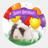 Sticker Rond Enfant's Birthday mignon Guinée Balloon Pig Custom (Devant)
