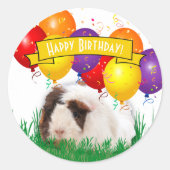 Sticker Rond Enfant's Birthday mignon Guinée Balloon Pig Custom (Devant)