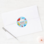 Sticker Rond Enfants Bleu Hébreu Joyeux Purim (Enveloppe)