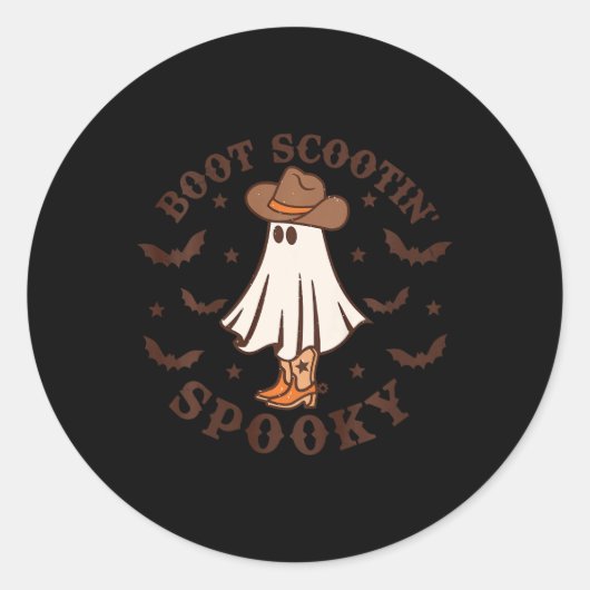 Sticker Rond Enfants Boot Scootin Éffrayant Halloween Retro F (Devant)