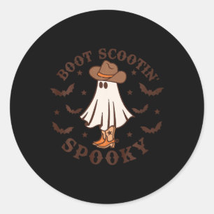 Sticker Rond Enfants Boot Scootin Éffrayant Halloween Retro F