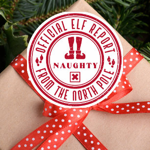 Sticker Rond Enfants Christmas Elf Naughty