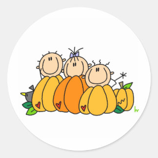 Sticker Rond Enfants citrouilles