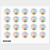 Sticker Rond Enfants Clown coloré et Hamantaschen Simchat Purim (Feuille)