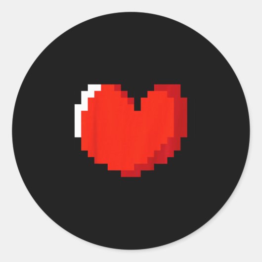 Sticker Rond Enfants Coeur Pixel Art Valentines Jour Amour Jeu  (Devant)