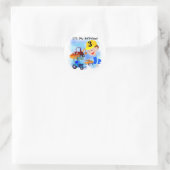 Sticker Rond Enfants Construction 3e anniversaire T-shirts et c (Sac)