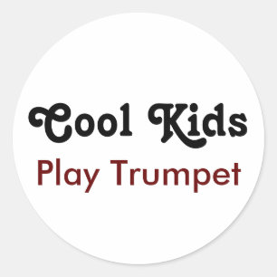Sticker Rond Enfants cool Jouer à la trompette