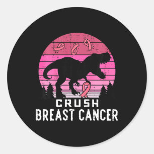 Sticker Rond Enfants Crush Cancer du sein Pink Trex Dino Sensib