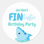 Sticker Rond Enfants D'Anniversaire Du Requin En Mer (Devant)