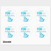 Sticker Rond Enfants D'Anniversaire Du Requin En Mer (Feuille)