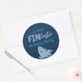 Sticker Rond Enfants D'Anniversaire Du Requin En Mer (Enveloppe)