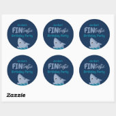 Sticker Rond Enfants D'Anniversaire Du Requin En Mer (Feuille)