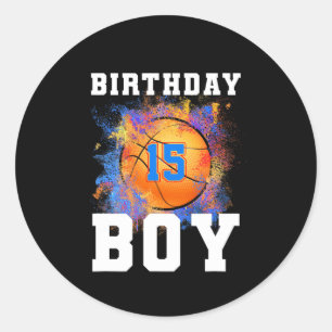 Sticker Rond Enfants de 15 ans 15e anniversaire Garçon Annivers