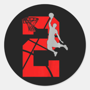Sticker Rond Enfants de 2 ans 2ème Basketball Anniversaire Fête