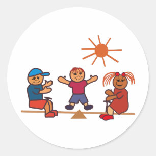 Sticker Rond Enfants de Bascule-Totter