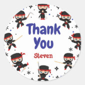 Sticker Rond Enfants de style Ninja merci (Devant)