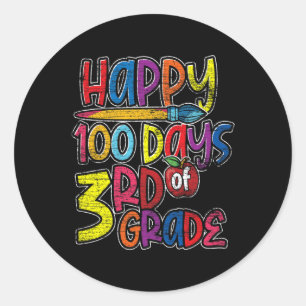 Sticker Rond Enfants De Troisième Année Don 100 Jours D'École