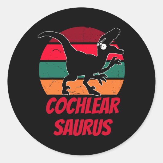 Sticker Rond Enfants Dinosaure de l'ouïe perte de sensibilisati (Devant)