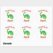 Sticker Rond Enfants Diplodocus Dinosaur Nom personnalisé (Feuille)