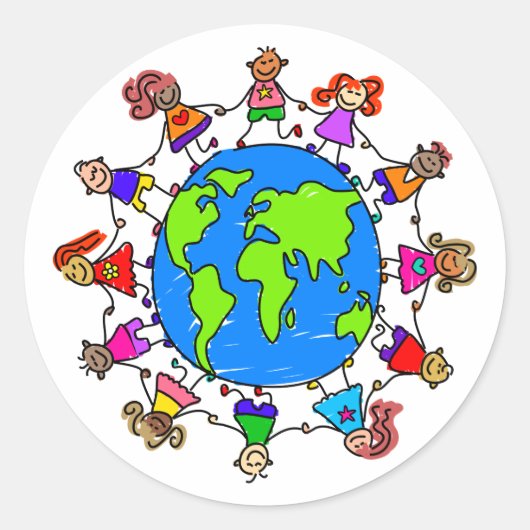 Sticker Rond Enfants du monde (Devant)